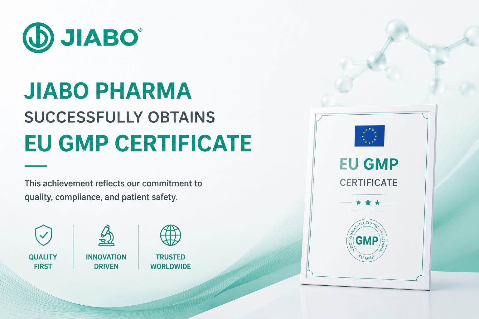 JIABO PHARMA obtient avec succès le certificat BPF de l'UE